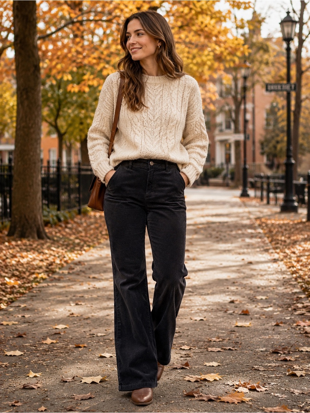 PAIGE Black Corduroy Boot Cut Pants, Mid-Rise